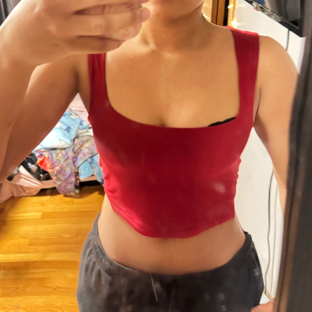 Red Cropped Fitted Women’s Tank Top